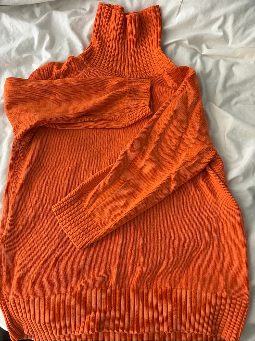 JEANNE PIERRE Orange Ribbed Turtleneck Sweater